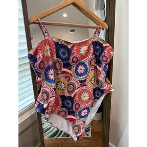Never Fully Dressed One Piece Swimsuit Sz 20 Multicolor Anthropologie Patch Work